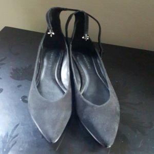 Banana Republic Black Suede Flats w/Ankle Strap